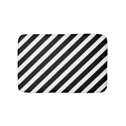 black and white diagonal stripes pattern bath mat