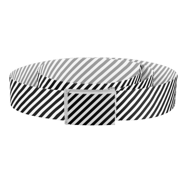 Black And White Diagonal Stripes Pattern Belt (Coil)