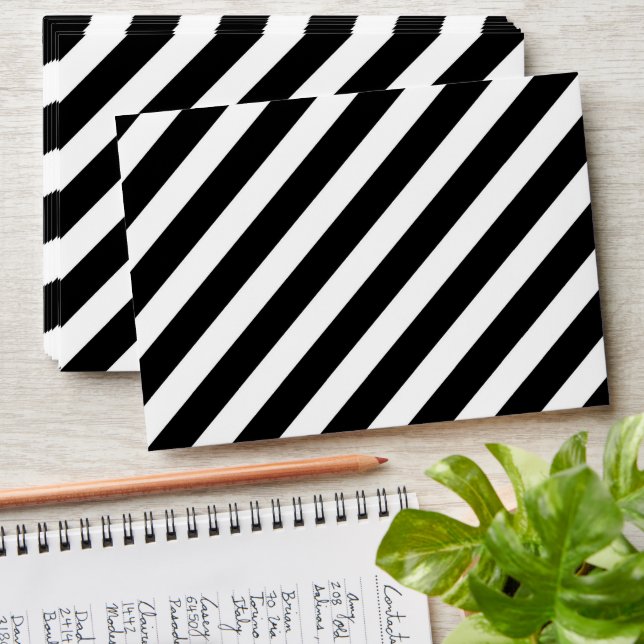 black and white diagonal stripes pattern envelope (Stacked)