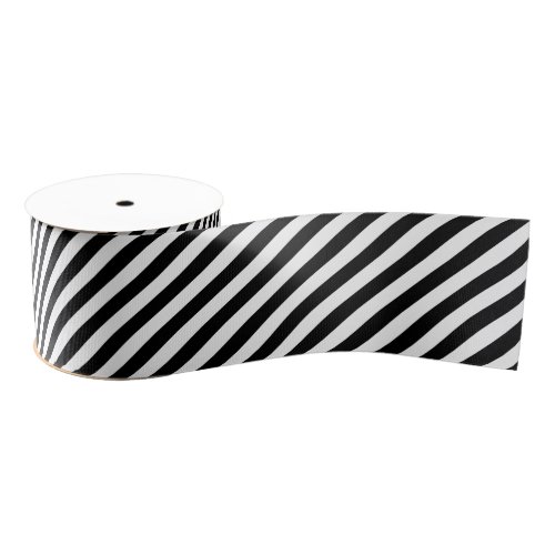 Black And White Diagonal Stripes Pattern Grosgrain Ribbon