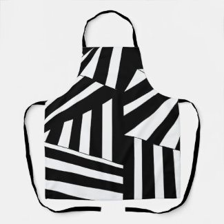 Black and White Diagonal Stripes Pattern Kitchen