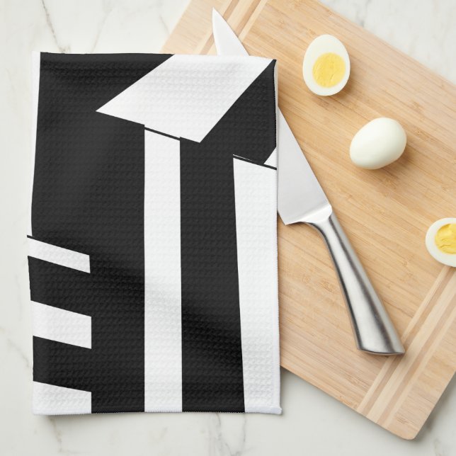 Black and White Diagonal Stripes Pattern  Kitchen Towel (Quarter Fold)
