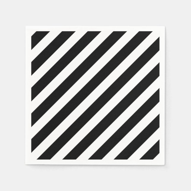black and white diagonal stripes pattern napkins (Front)