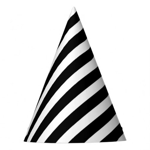 black and white diagonal stripes pattern party hat