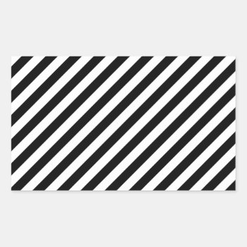 Black And White Diagonal Stripes Pattern Rectangular Sticker by allpattern at Zazzle