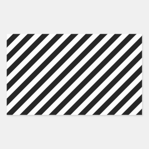 Black And White Diagonal Stripes Pattern Rectangular Sticker