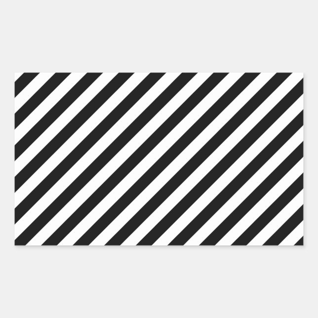 Black And White Diagonal Stripes Pattern Rectangular Sticker (Front)