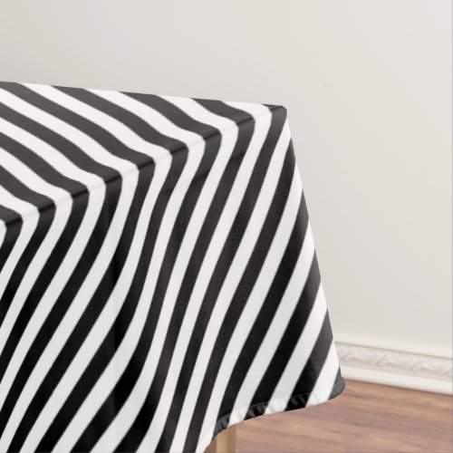 Black And White Diagonal Stripes Pattern Tablecloth
