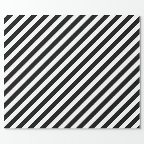 Black And White Diagonal Stripes Pattern Wrapping Paper