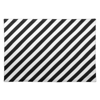 Black And White Diagonal Stripes - Placemat by ImageAustralia at Zazzle
