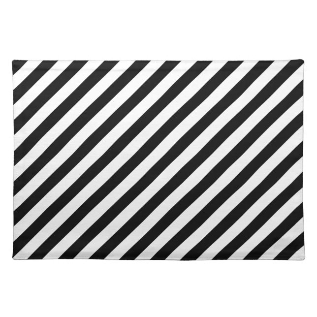 Black and White Diagonal Stripes - Placemat (Front)