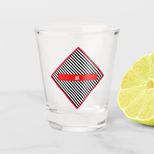 Black and White Diagonal Stripes Shot Glass