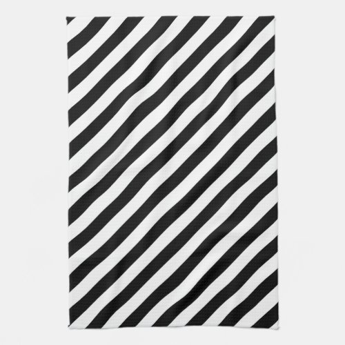 Black and White Diagonal Stripes Towel