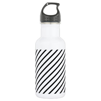 Black and White Diagonal Stripes Water Bottle