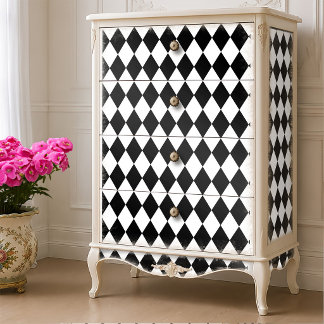 Black and White Diamond Alice Wonderland Decoupage Tissue Paper