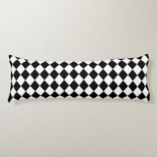 Black and White Diamond Argyle Pattern Body Pillow