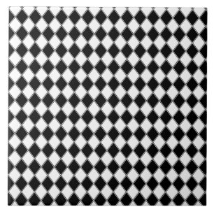 Black and White Diamond Argyle Pattern Ceramic Tile
