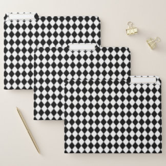 Black and White Diamond Argyle Pattern File Folder