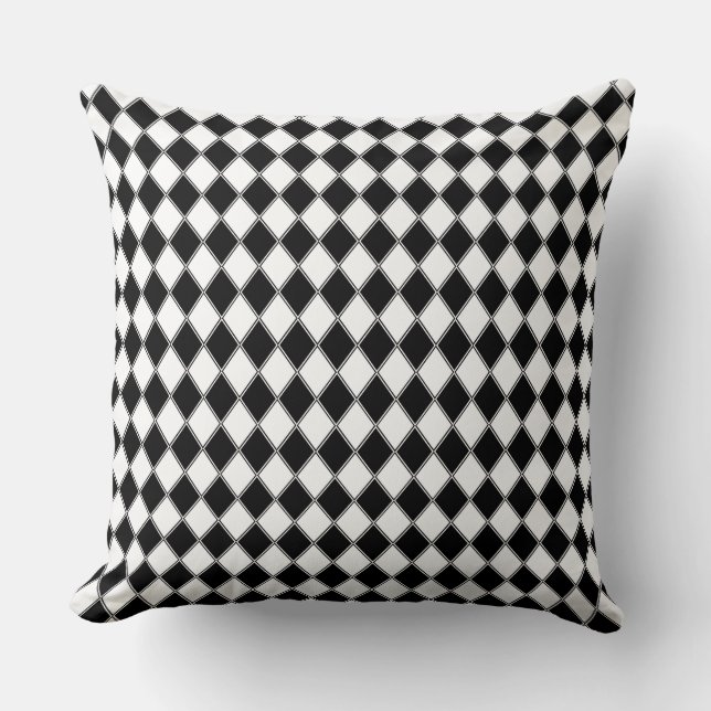 Black and White Diamond Argyle Pattern Throw Pillow (Front)