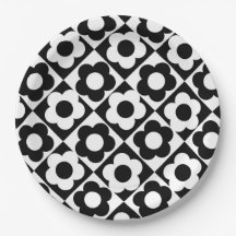 Black and White Diamond Check Flower Pattern