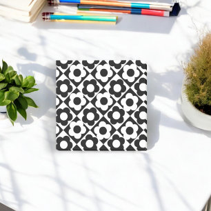 Black and White Diamond Check Flower Pattern Post-it Notes
