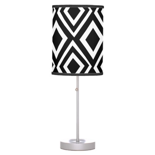 Black and White Diamond Geometric Pattern Table Lamp