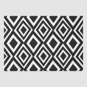 Black and White Diamond Geometric Pattern Tissue Paper