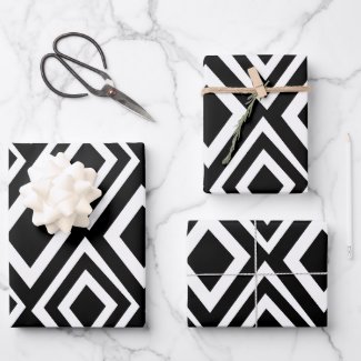 Black and White Diamond Geometric Pattern