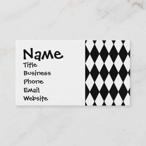 Black and White Diamond Harlequin Pattern Business Card