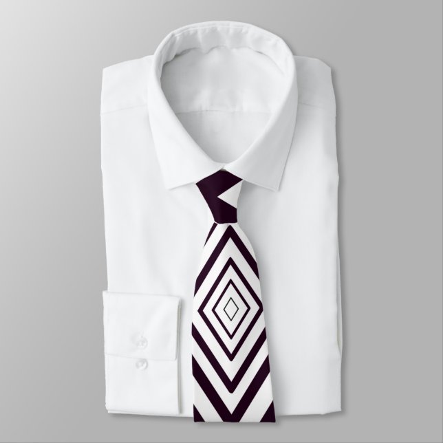 Black and White Diamond Optical Illusion  Neck Tie (Tied)