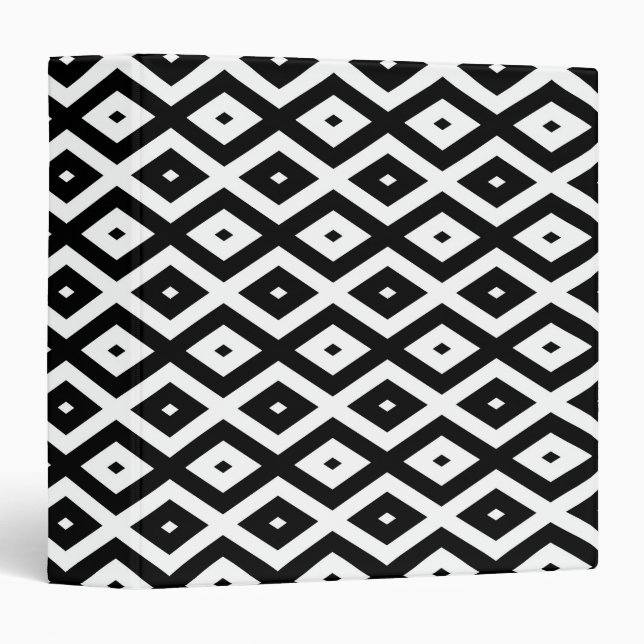Black and white diamond pattern 3 ring binder (Front/Spine)