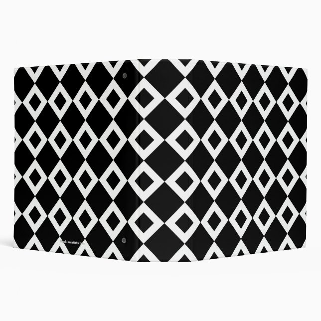 Black and White Diamond Pattern 3 Ring Binder (Background)