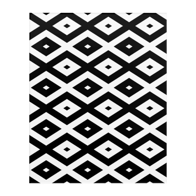 Black and white diamond pattern acrylic print (Front)