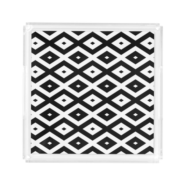 Black and white diamond pattern acrylic tray (Front)