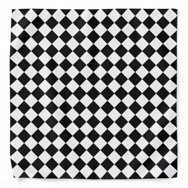 Black and White Diamond Pattern by Shirley Taylor Bandana (Front)