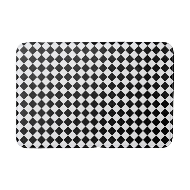 Black And White Diamond Pattern by Shirley Taylor Bathroom Mat (Front)