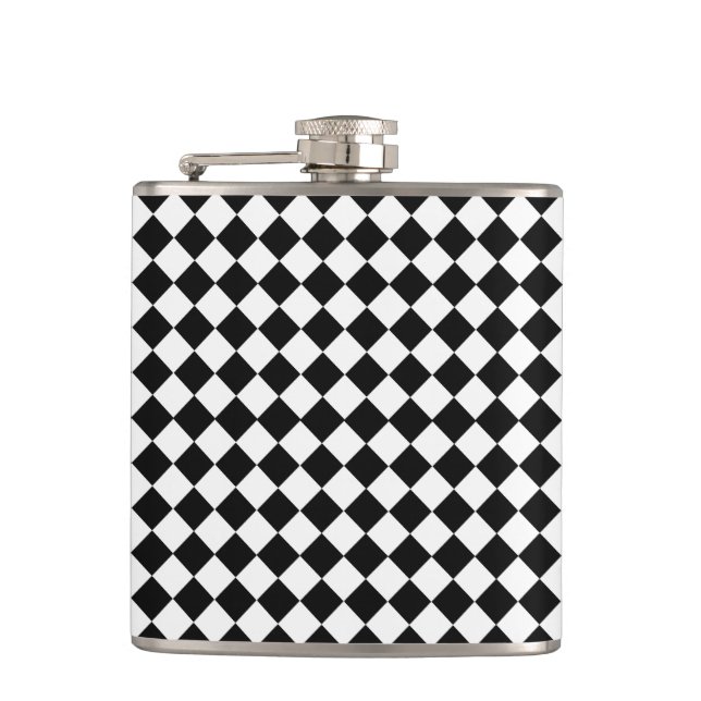 Black and White Diamond Pattern by Shirley Taylor Flask (Front)
