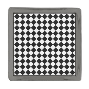 Black and White Diamond Pattern by Shirley Taylor Gunmetal Finish Lapel Pin