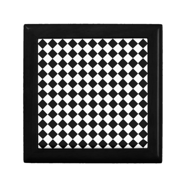 Black and White Diamond Pattern by Shirley Taylor Jewelry Box (Front)