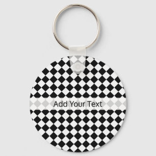Black and White Diamond Pattern by Shirley Taylor Keychain