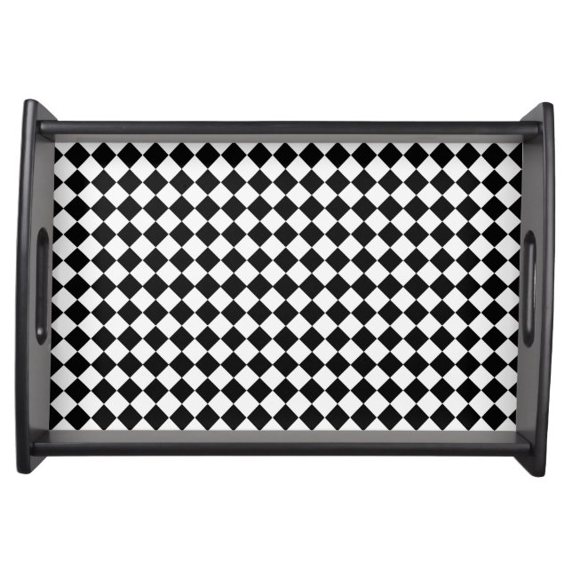 Black and White Diamond Pattern by Shirley Taylor Serving Tray (Front)