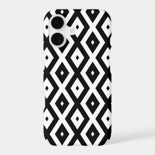 Black and white diamond pattern iPhone 17 case