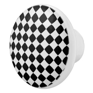 Black and white diamond pattern ceramic knob