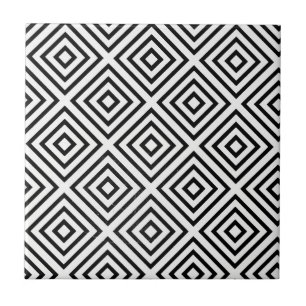 Black and White Diamond Pattern Ceramic Tile