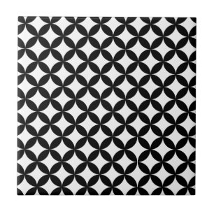 Black and White Diamond Pattern Ceramic Tile