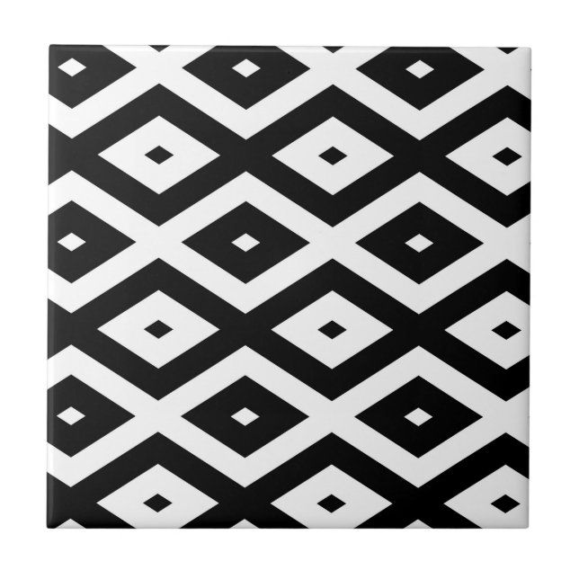 Black and white diamond pattern ceramic tile (Front)