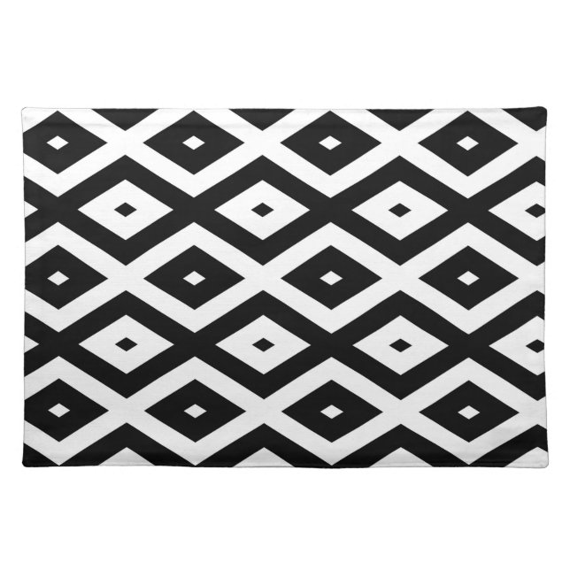Black and white diamond pattern cloth placemat (Front)