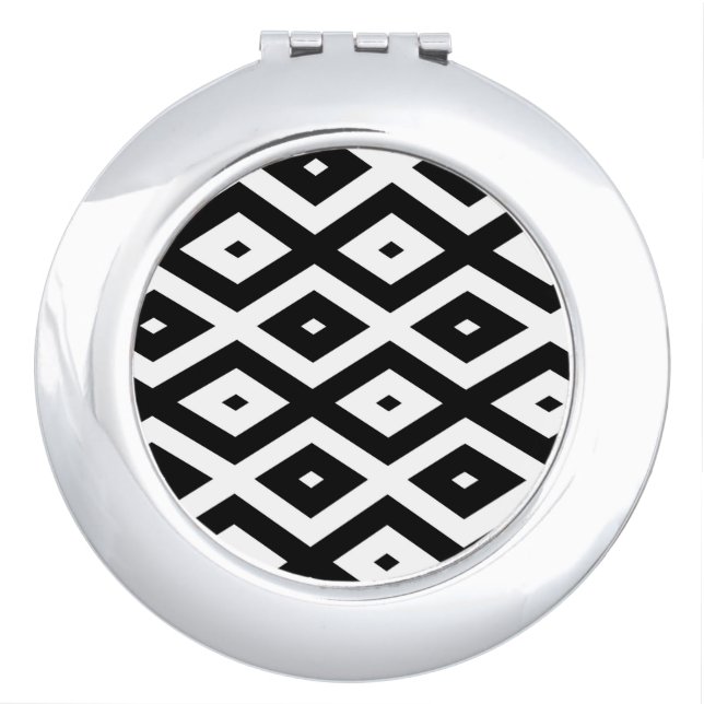 Black and white diamond pattern compact mirror (Front)