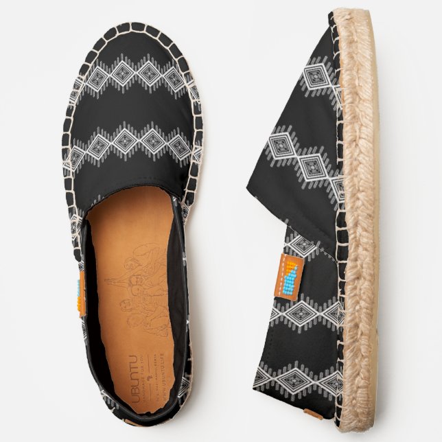 Black and White Diamond Pattern  Espadrilles (Side)