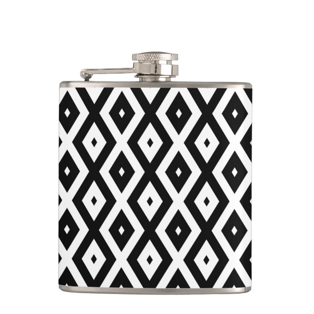 Black and white diamond pattern flask (Front)